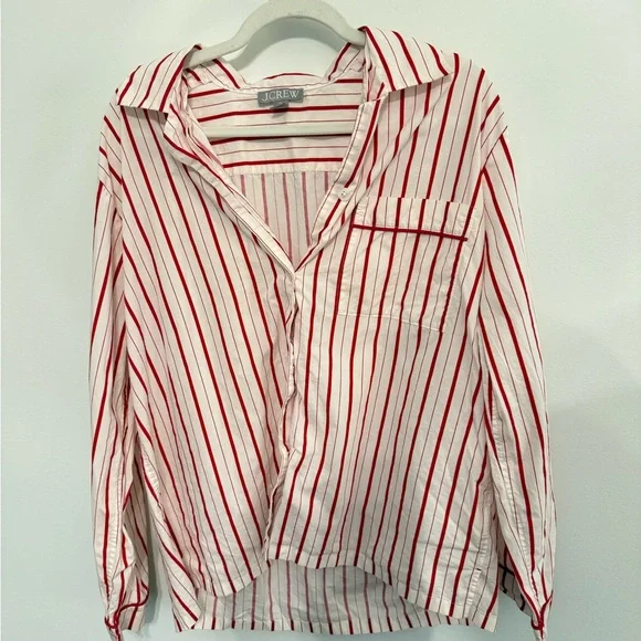 J.Crew • 100% Cotton Striped Pajama Set Medium Red White Lounge Set